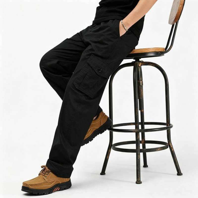 Men Casual Pants With Cotton Material For Middleaged Adults Spring Autumn Wear