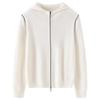 2026 Spring/Summer Women's Fine Wool Hooded Knit Cardigan - Solid Color, Double Zipper Design.