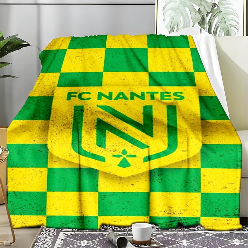1PC Fc Nan-tes Crest Design Printed Soft Flannel Blanket Throw for Adult Bedroom Living Room Sofa Camping Travel Fan gifts Christmas Gifts