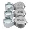 10-30X Gold/silver Boxed Portable Blinds Folding Three Piece Jewelry/labels/reading Eye Tools Reading Magnifying Glass