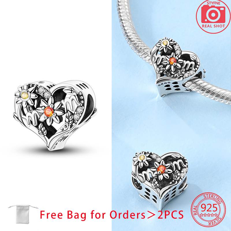 Authentic Charm Bead Charms Copper Love You Heart Pendant Bead Charms Compatible With Bracelets Bead Charms for Women Do It Yourself Jewellery Making