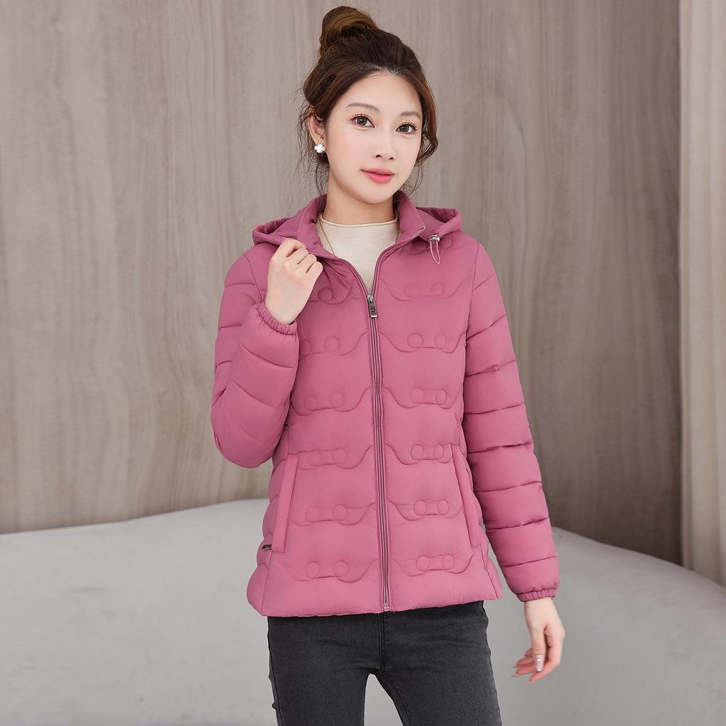 Damen Kapuzenjacke Leicht Baumwollgepolstert - Herbst/Winter Slim Fit