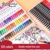 Giorgione Double-Ended Water-Based Fineliner Brush Pens: 24 & 80 Washable Colors