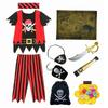 Costume da Pirata per Travestimento 3-12 Anni con Set di 7 Giocattoli Top con Stampa Teschio Outfit per Cosplay di Halloween, Carnevale, Spettacolo Ragazzi e Ragazze Festa
