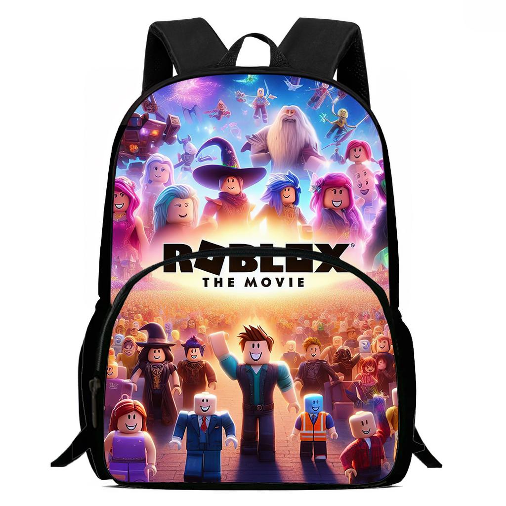 15-Inch Roblox Cartoon Backpack, Large Capacity Back Support Backpack with Front Pocket, Suitable for Unisex Children Aged 5-8