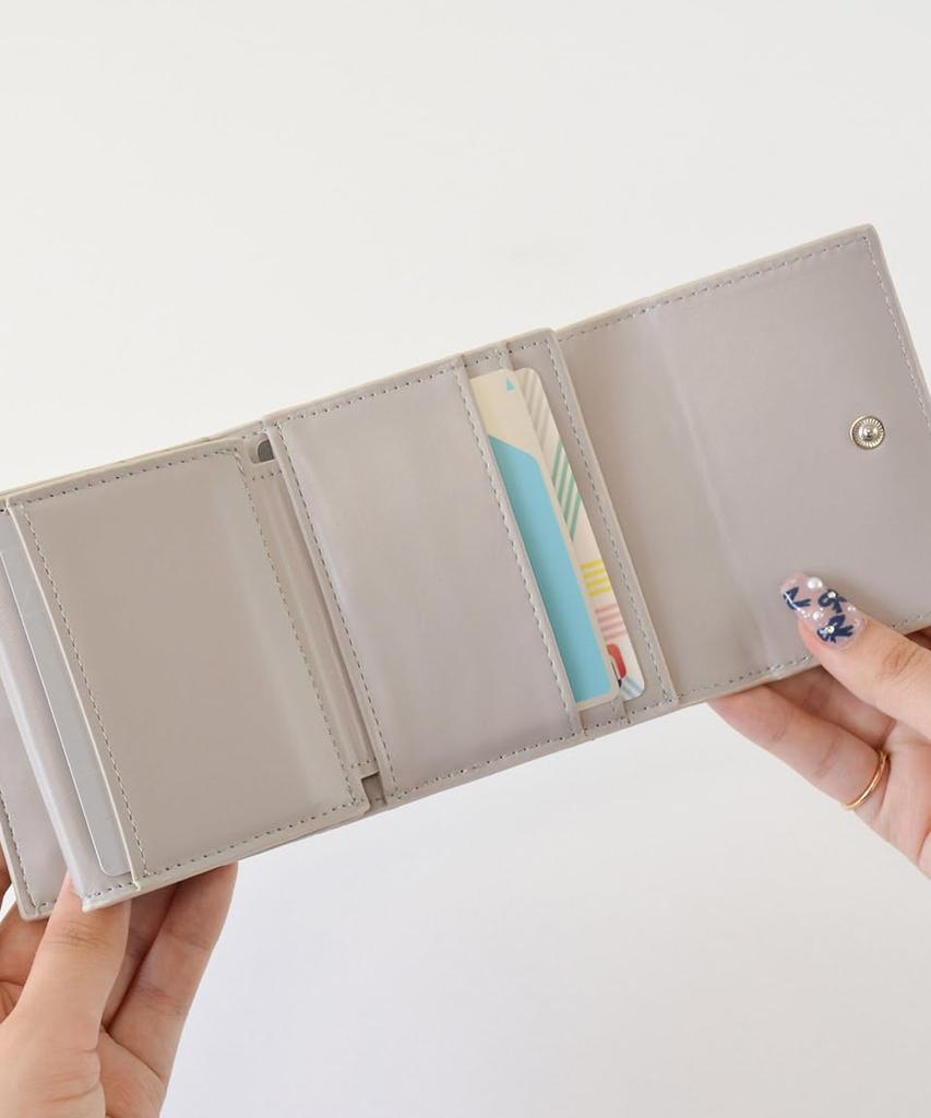 Altro Rose Gray Tri-fold Wallet for Women, Compact, Mini, Small, Slim, Foldable, Large Capacity, Coin Purse, Stylish, Gathered, Simple, One-Color