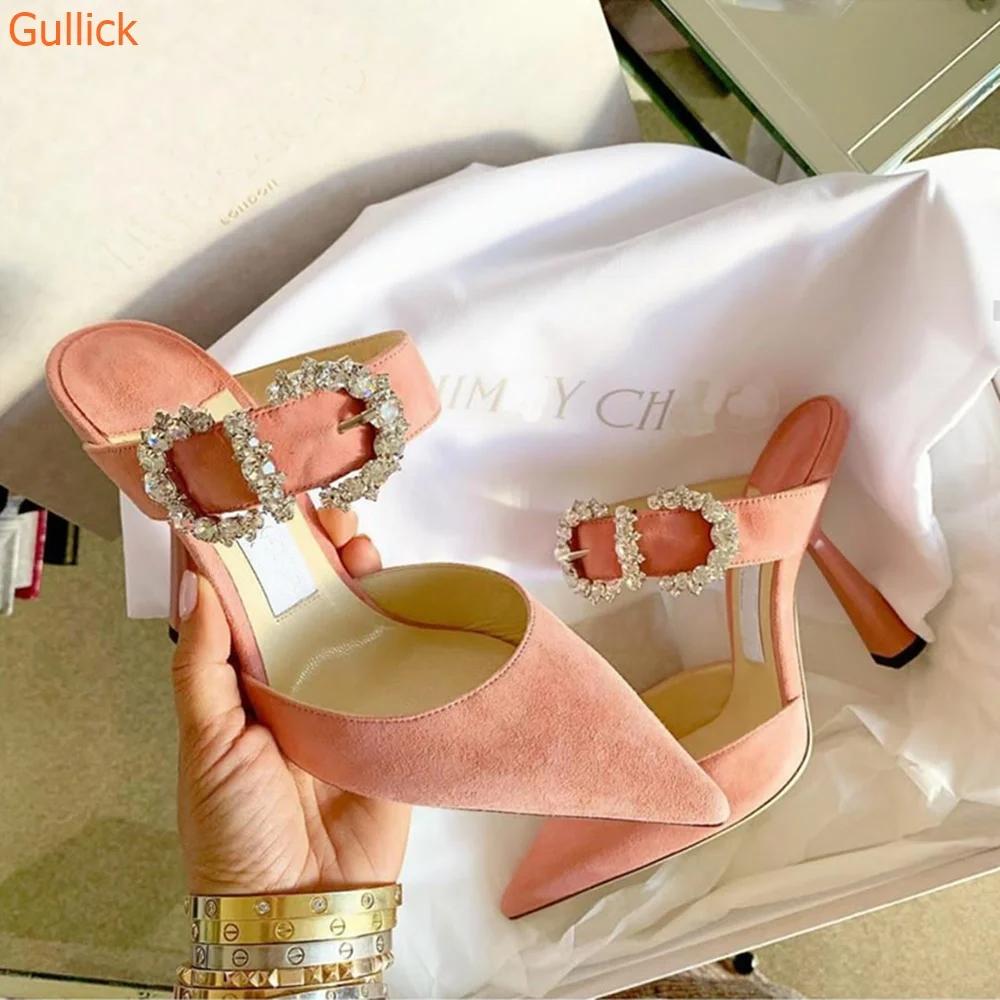 Fashion Crystal Bling Bling Sandals Pointed Toe High Heels Ankle Strap Stiletto Heel Glitter Shoes Women Career Dress Sexy Shiny Sandals