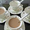Elegant Gold-Trimmed Ceramic English Coffee Cup and Saucer Set