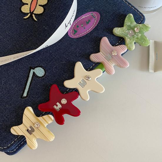Girl Hairpin Acetic Acid Starfish Shape Hair Clip Stable Anti-Slip Design Side Bang Hair Pin Lightweight Hair Accessory