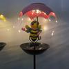 Schmiedeeisen Biene, Regenschirm Vogelhäuschen, Außen Terrasse Garten, Solar-LED Tier-Regenschirmlicht mit Vogelhäuschen