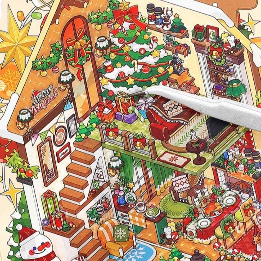 Christmas House Series 3D Cartoon Miniature Scene Stickers DIY Handmade Stacked Layers DIY Cabin Scene Sticker