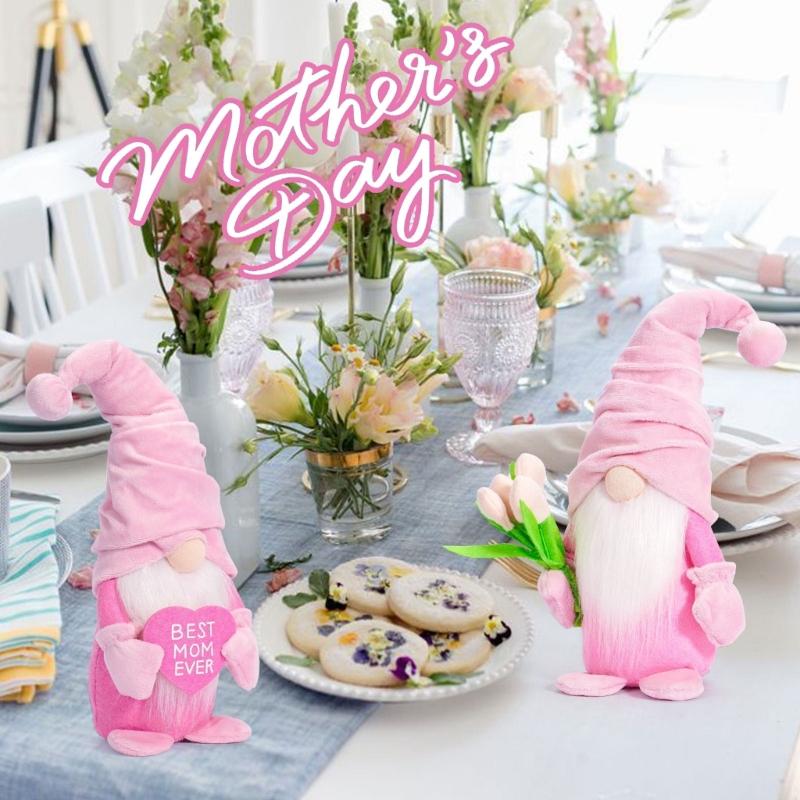 Mother Day Gnome Decorations Handmade Plush Gnome Doll Desk Ornament Mother Day Gift for Mother Day Anniversary