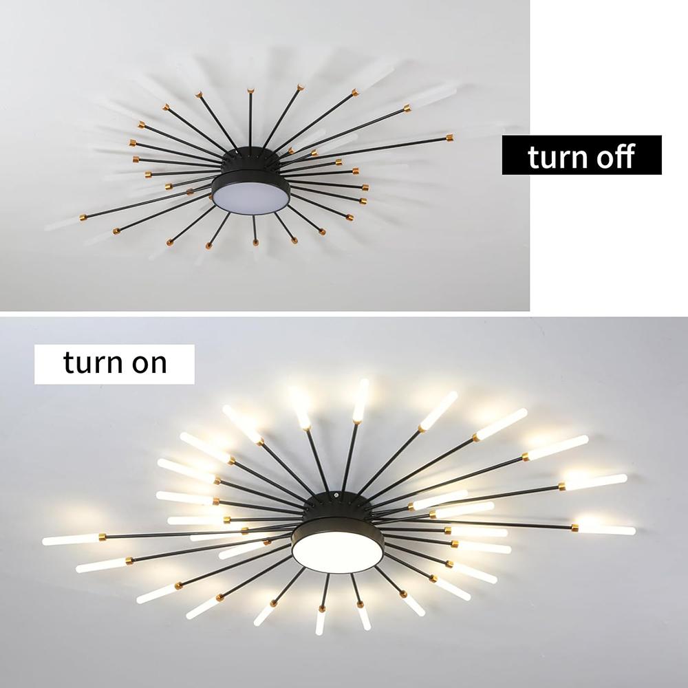 Moderne LED-Deckenleuchte, Kreativer Feuerwerks-Design-Kronleuchter, Wohnzimmer-Deckenleuchte, Bündig montierte Beleuchtung für Ausstellungsraum Schlafzimmer