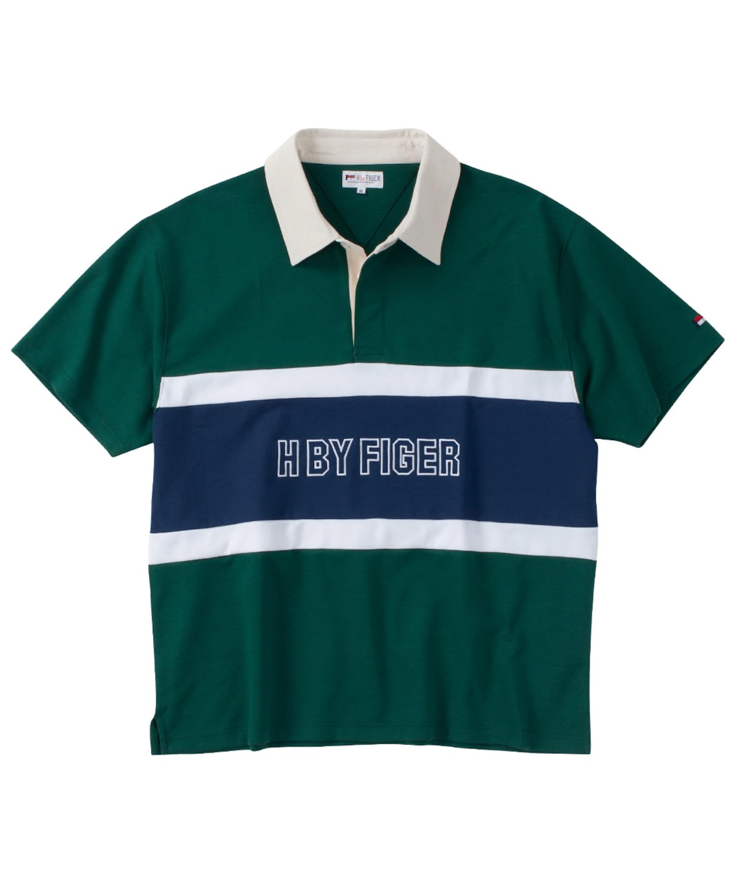 

H by FIGURE Short Sleeve Rugby Green and Navy Men s Shirt,