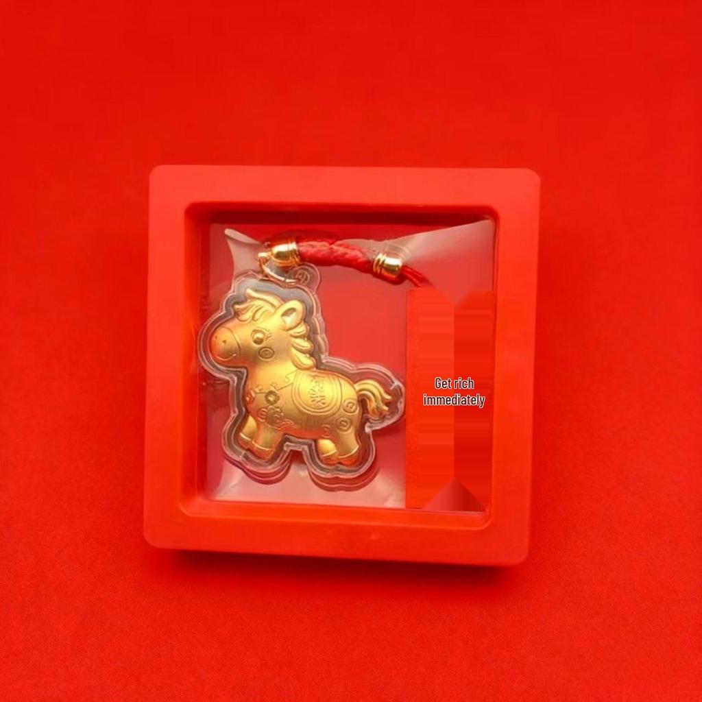 Year of the Horse Zodiac Pendant: "Ma Shang You Qian" Keychain, Cartoon Horse Bag Charm, Phone Lanyard, Livestreaming Accessory.