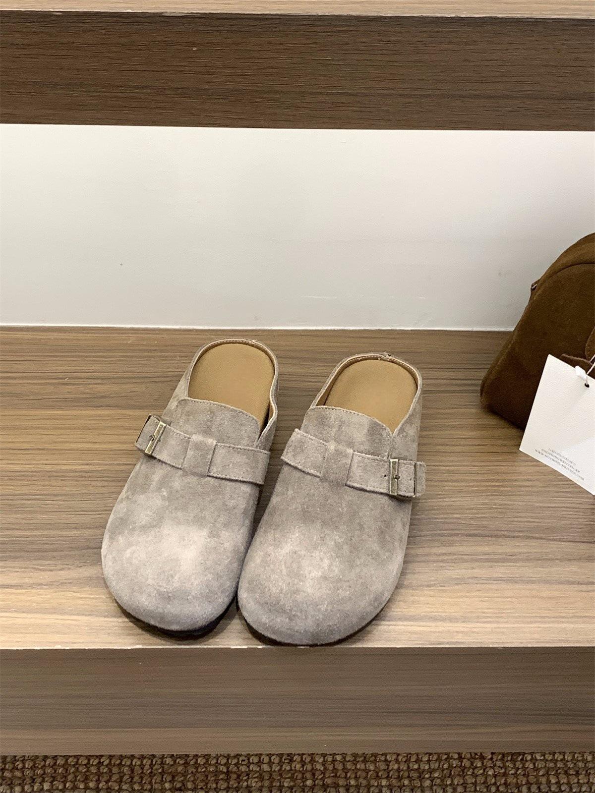 Женские туфли-тапочки с внутренней платформой обувь для улицы новые весенне-осенние туфли с полуподдержкой одинарные туфли 35 светло-серый 2980₽