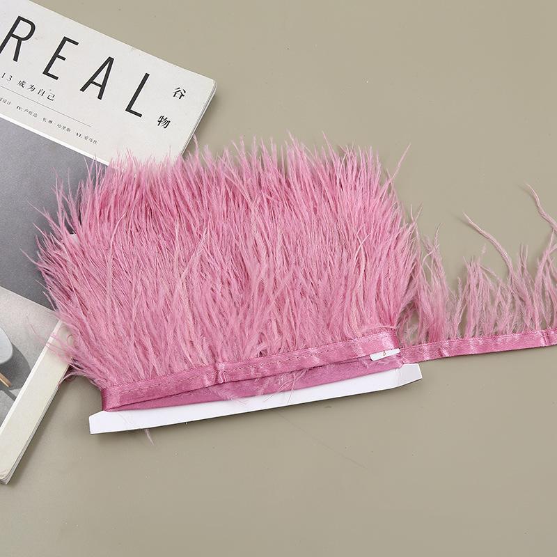Color 8-10 Cm Ostrich Hair Cloth Edge Clothing Cuffs Hem Ostrich Feather Strips Cloth With Accessories Lace