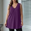 Damen Plus Size Ärmelloses V-Ausschnitt Tanktop Lockere Passform Einfarbige Lässige Sommerbluse Leichter Weicher Stoff Bequem zu Tragen