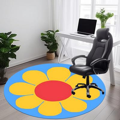 1pc Flower Bloom Office Round Area Rug,  Mat Suitable For Office, Under Office Chairs Bedroom Living Room Home Decor, Room Deco