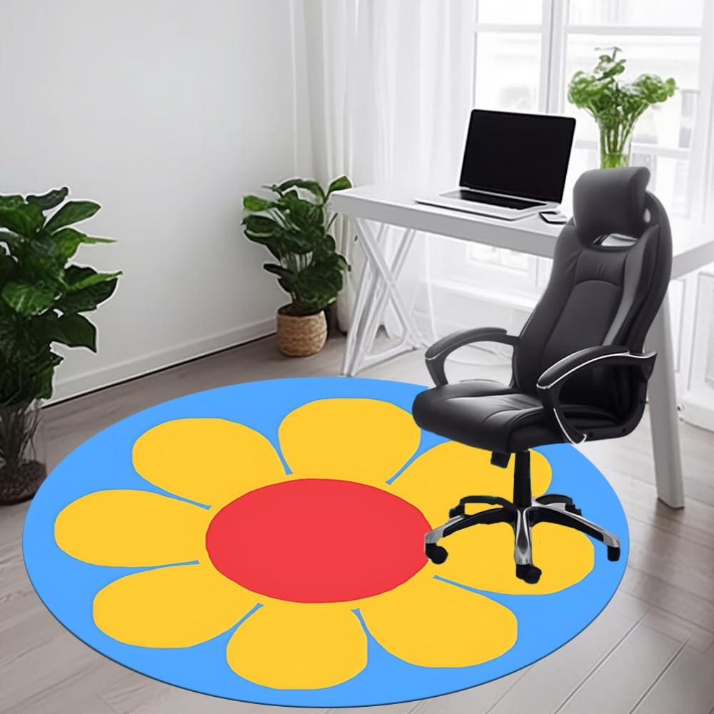 1pc Flower Bloom Office Round Area Rug, Mat Suitable For Office, Under Office Chairs Bedroom Living Room Home Decor, Room Deco