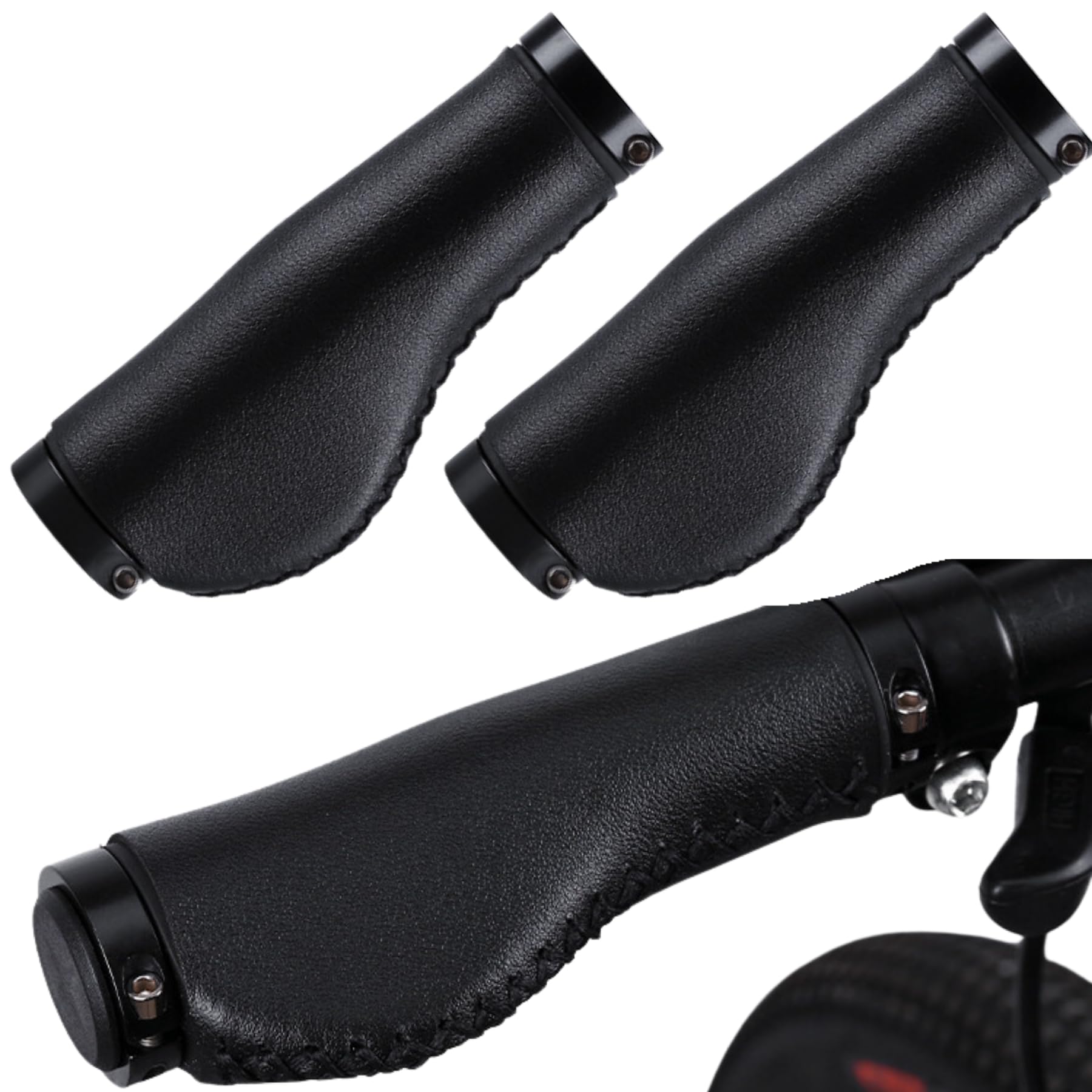 Mellbo Bicycle Handle Grip Mountain Bike Cross Bike PU Leather 13.7cm