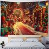 Christmas Santa Claus Workshop Tapestry Wall Hanging Festive Xmas Holiday Party Backdrop Decor for Bedroom Living Room