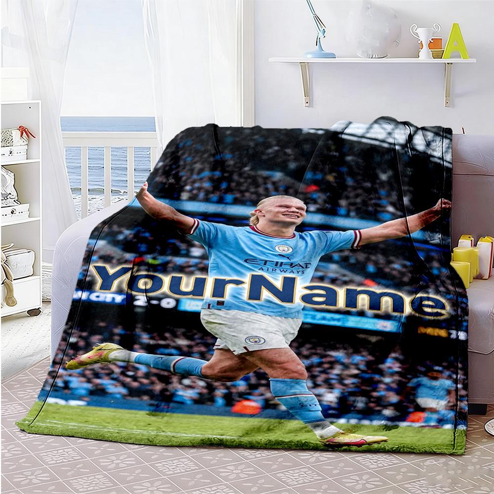 Haaland 7 Customize Text Blanket Lightweight Personalized Blanket Ultra-Soft for Nap Bed Sofa Living Room for All Occasions