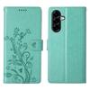 For Samsung Galaxy A36 5G Wallet Case Butterfly Floral Imprint PU Leather Phone Cover with Wrist Strap