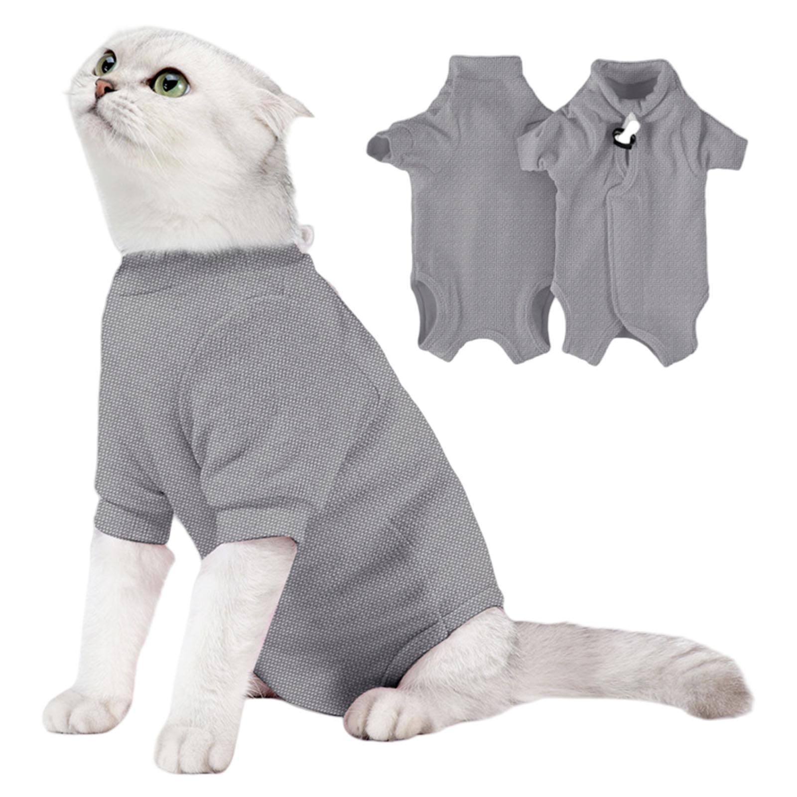 

Мягкий восстановительный костюм для кошек после операции, удобный, дышащий, предотвращает облизывание, ускоряет процесс заживления для маленьких кошек L серый