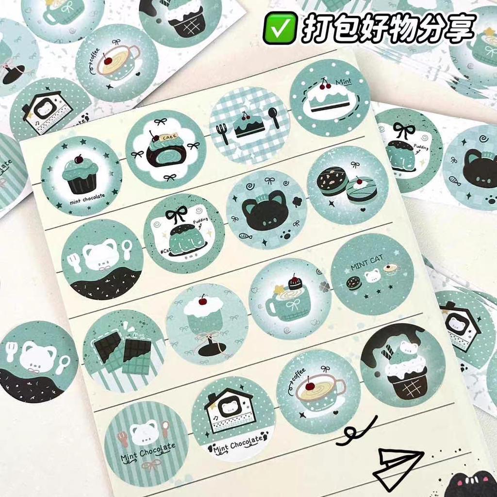 Original Design Cake Cat Sealing Sticker Ins High Value Round Card Good Goods Sealing Sticker Packaging Material