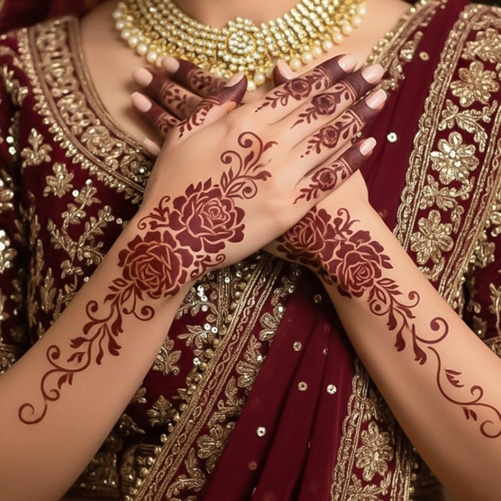 9pcs Water Transfer Decals Henna Tattoo Stickers Fake Body Art Sticker Women/Lady/Girl