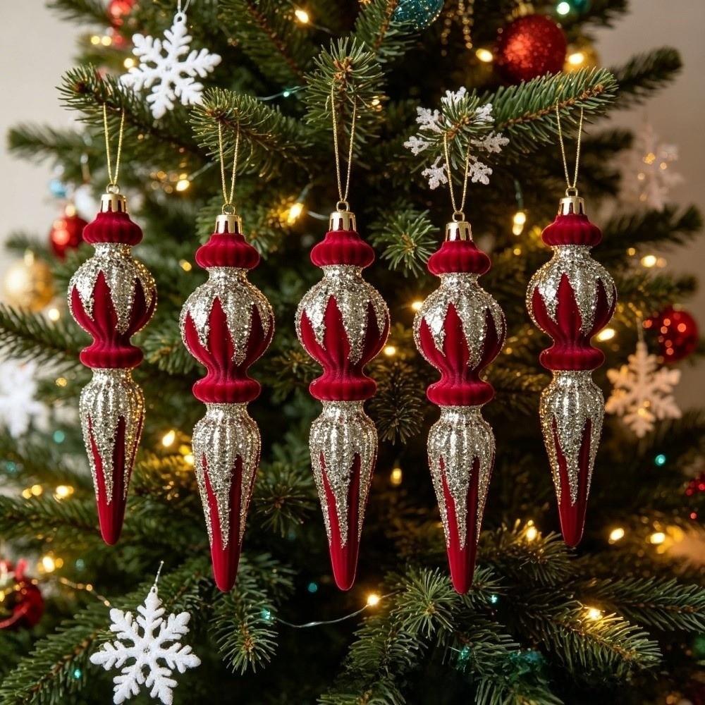 Ice Cone Christmas Ball Ornament Glitter Xmas Baubles Christmas Tree Decorations