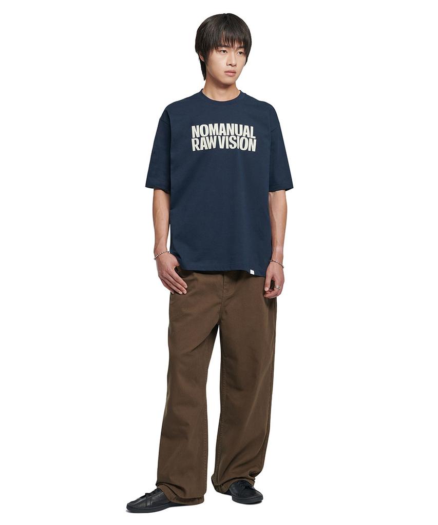 Nomaenyueol Rough Texture Print T-Shirt - Dark Navy