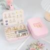 PVC Letter Leather Portable Jewelry Box Double Earrings Earrings Ring Jewelry Storage Box