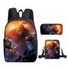 2021 Godzilla Wars King Kong School Bag Three-Piece Combination Set Primary And Secondary School Students Printed Backpack Cartoon School Bag