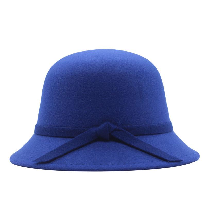 milliner winter new British retro flat top hat European and American autumn and winter women's woolen bow top hat