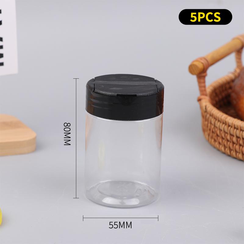 5/6 Pcs Durable Plastic Seasoning Jar, Portable Salt Cellar, Empty Pepper Shaker, Double Flip-Top Transparent Seasoning Jar
