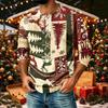 Men's Casual Three-Quarter Sleeve Raglan Shirt with Christmas Print