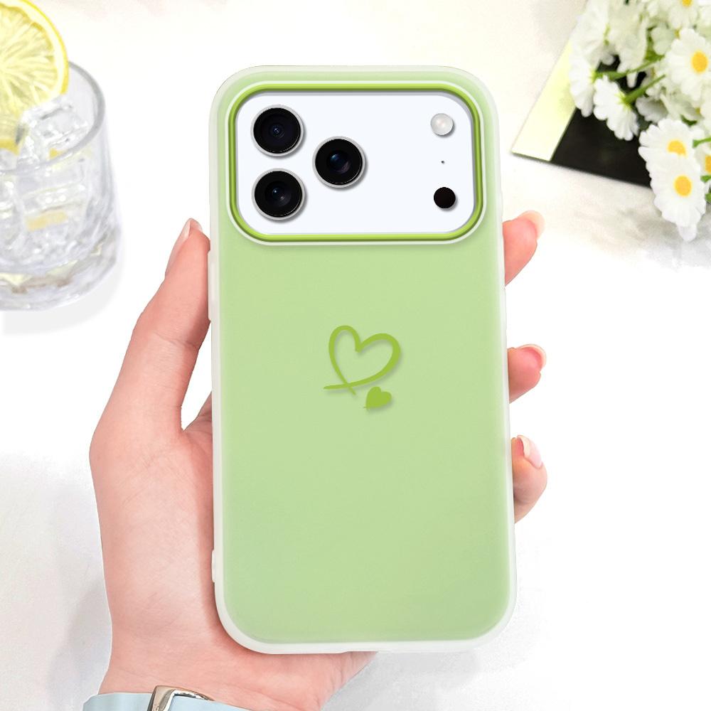 Simple Love Heart Phone Case For IPhone 17 17E Air 16 16E 15 Plus Pro Max Candy Colored Cover