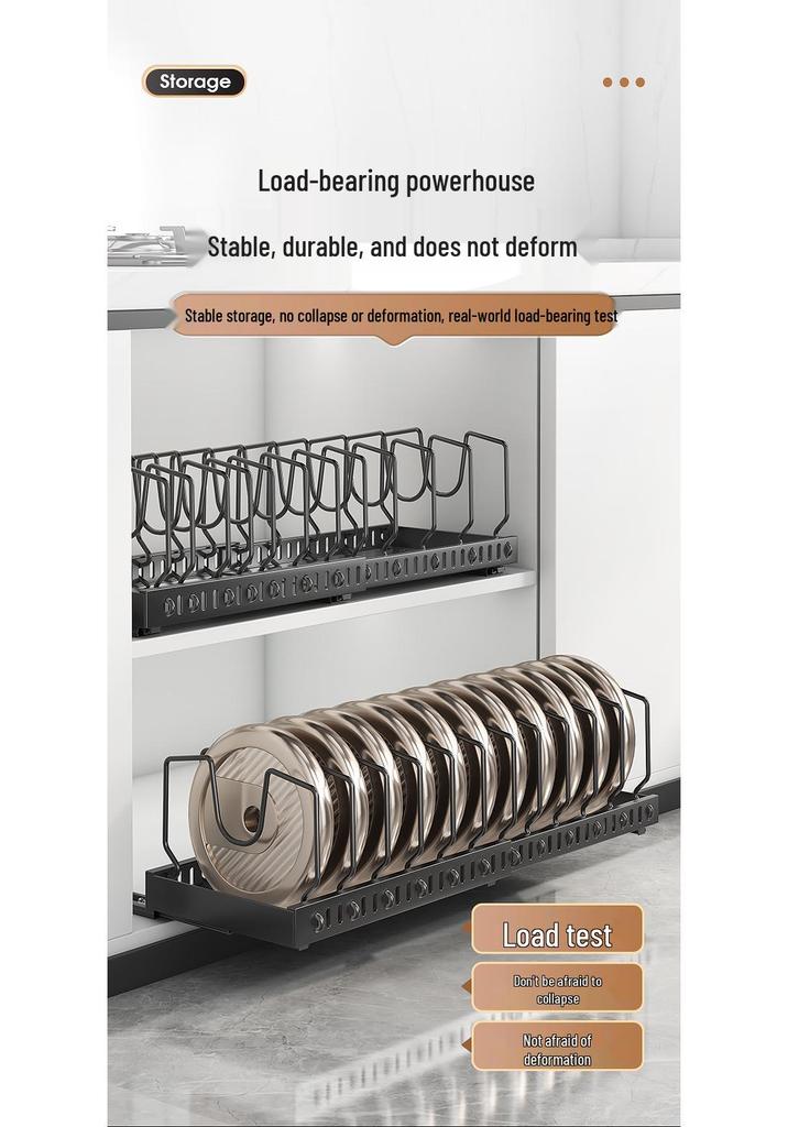 Wow-oh Expandable Frying Pan Storage Cabinet with Adjustable Pull-Out Pot Rack