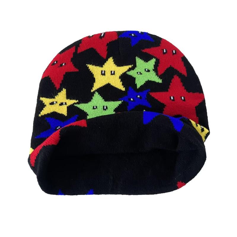 Mode Automne Hiver Homme Femme Coloré Cinq Pointes Étoile Jacquard Bonnets Tricotés Super Élastiques Bonnets Chauds