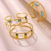 Open Cuff Bracelet Double Band Gold Tone Tropical Accessory for Vacation Outfits and Everyday Wrist Styling Mood
