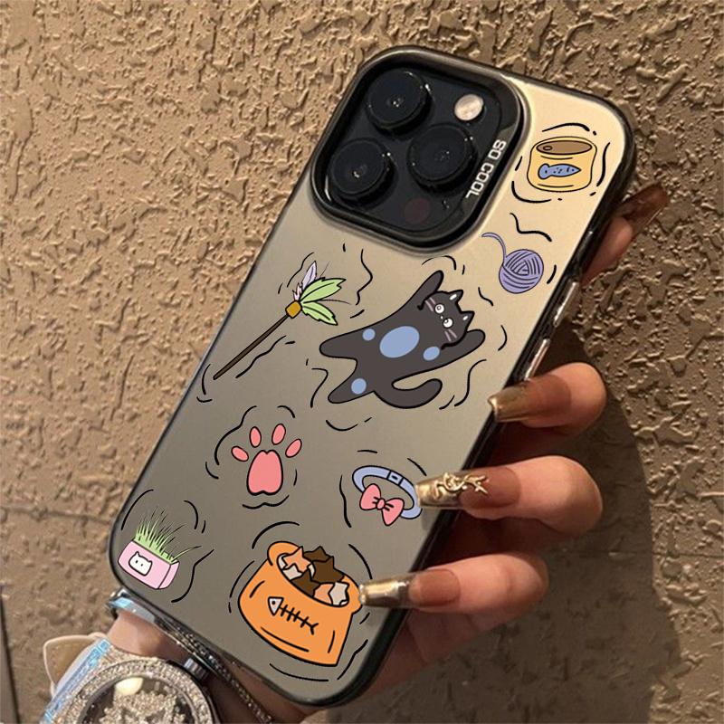 Plating Matte Case For Samsung Galaxy S21 FE S22 S23 Plus S24 Ultra A55 A35 A15 A14 A32 A52S A54 Cute Cat Supplies Phone Cover