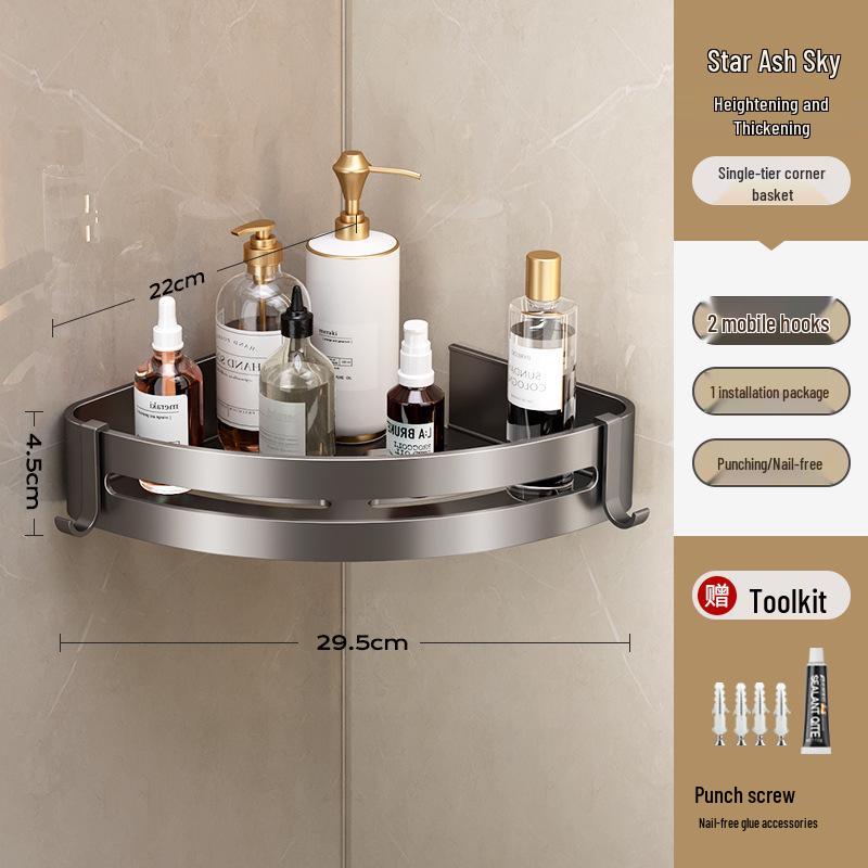 

Угловая душевая полка без сверления - Настенная треугольная корзина для хранения в ванной