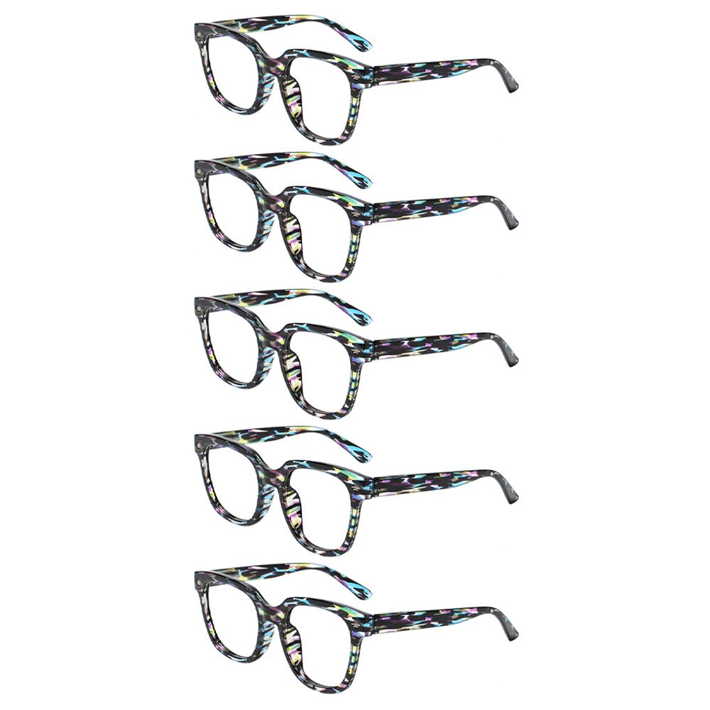 Turezing 5 Pack New Reading Glasses For Men And Women Clear Lenses Spring Hinge Diopter +0.5+1.0+3.0+5.0+6.0
