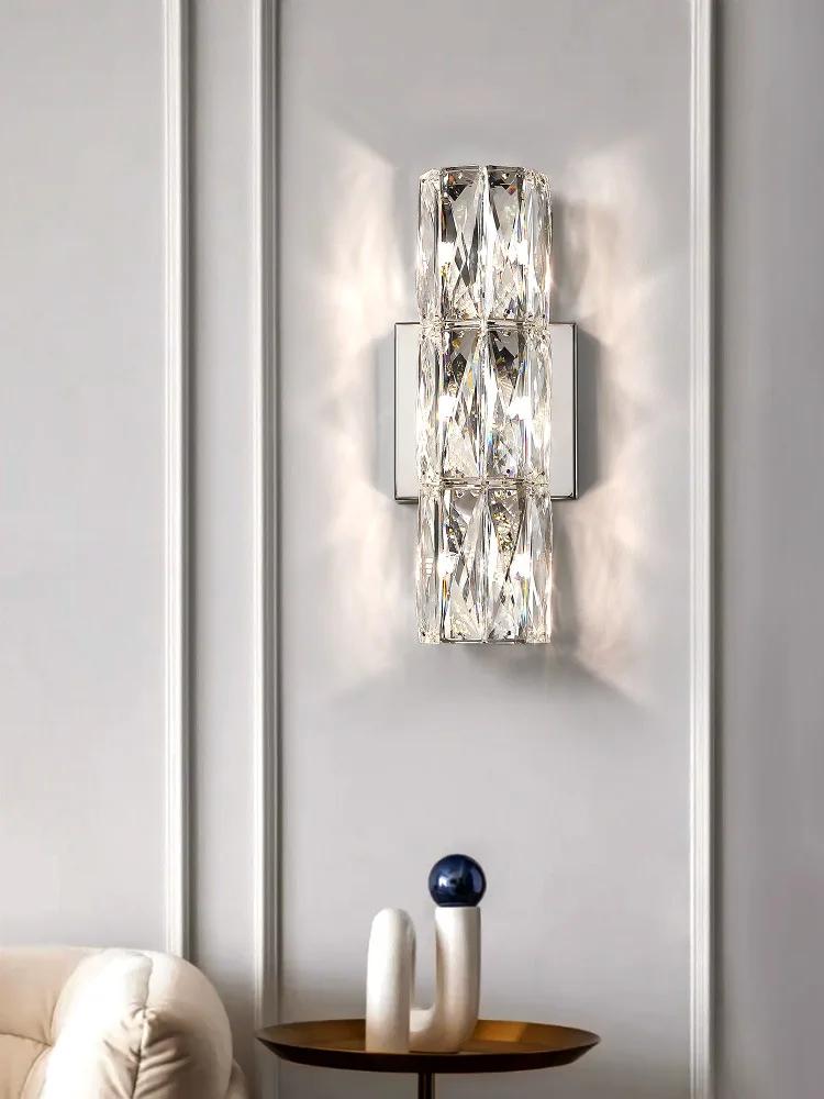 Crystal Bedroom Wall Sconces Lighting Chrome Indoor Beautiful Glass Wall Light Fixtures Modern Elegant Crystal Wall Mount Lamp
