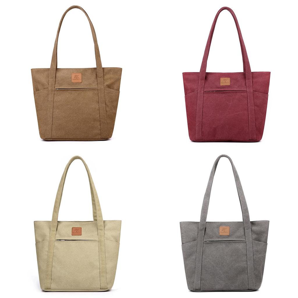 Canvas-Tragetasche für Damen mit Reißverschlusstasche und urbanem Stil für den täglichen Gebrauch