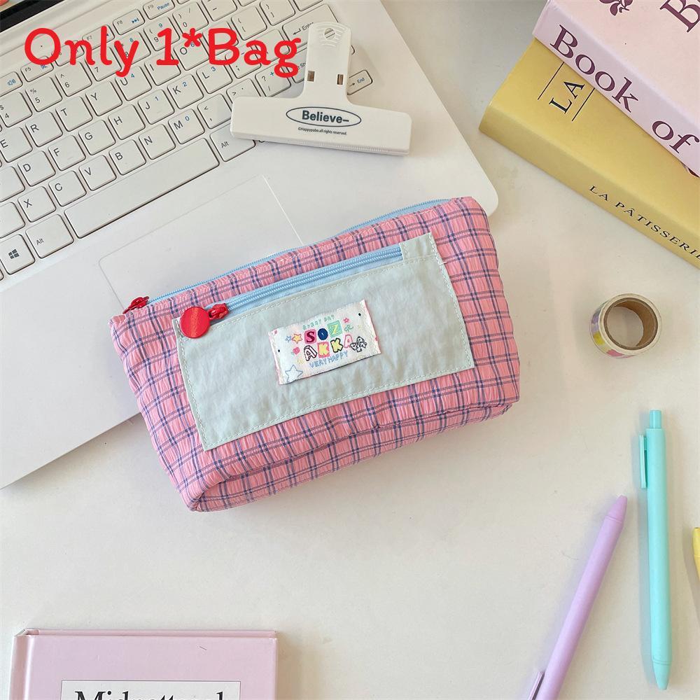 Canvas Multicompartment Pencil Case With Large Capacity For Students And Office Use