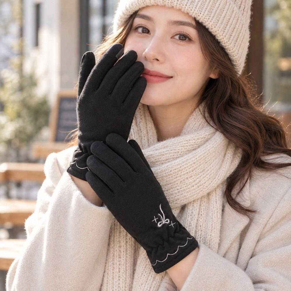 Thickened Warm Touch Screen Gloves Windproof Cold Proof Flip Finger Gloves  Autumn Winter