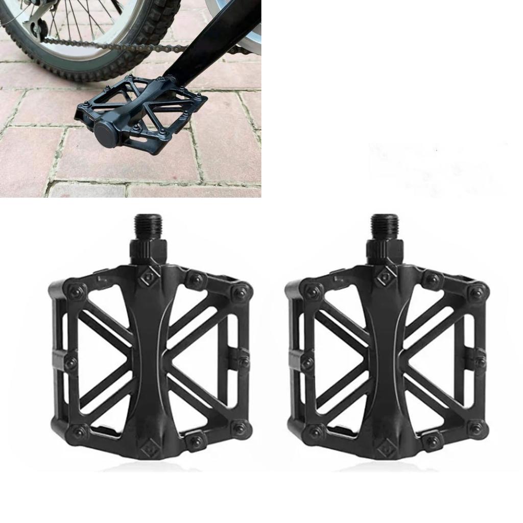 Mountain Bike Pedals Aluminum Alloy Stable Hollow Design Light Weight High Strength Wide Road Bike Pedal Set Black